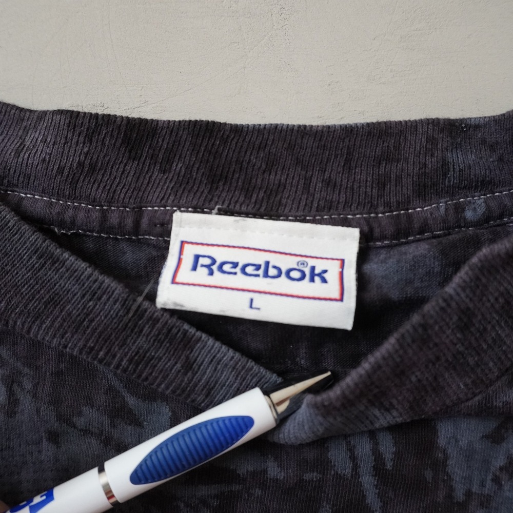 Vintage Reebok Blacktop T Shirt Mens Large L Gray Acid Wash All Over Print USA - Picture 5 of 8